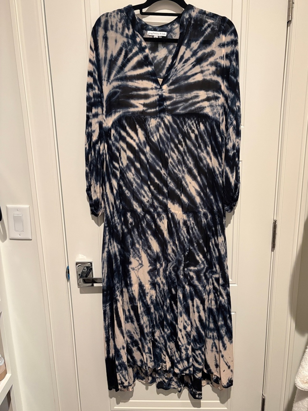 Young Fabulous & Broke Navy and Cream Tie-Dye Maxi Dress